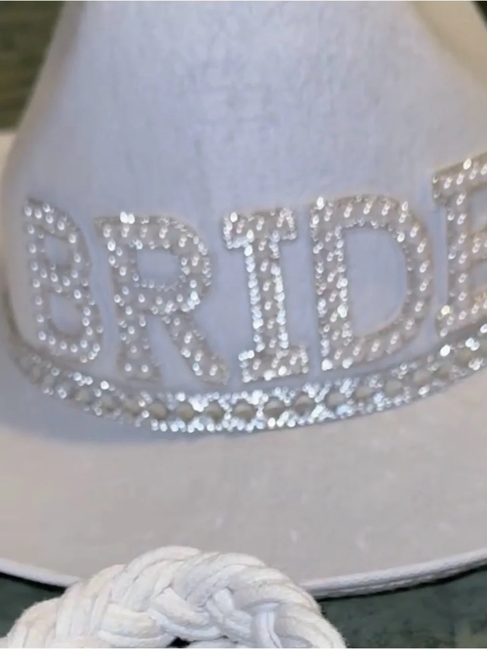 BrideWhite Western Hat with Crystal Trim